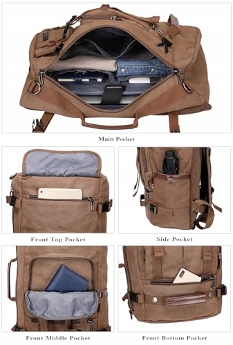 WITZMAN Plecak Podróżny Vintage Canvas Unisex Na Laptop 17 Calowy — miniatura 3