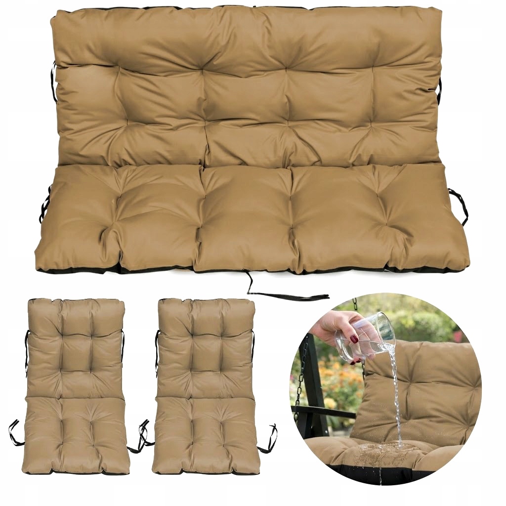 Set 2+1 polštáře Voděodolný měkký na nábytek Rattanový 140x60x50 Béžový