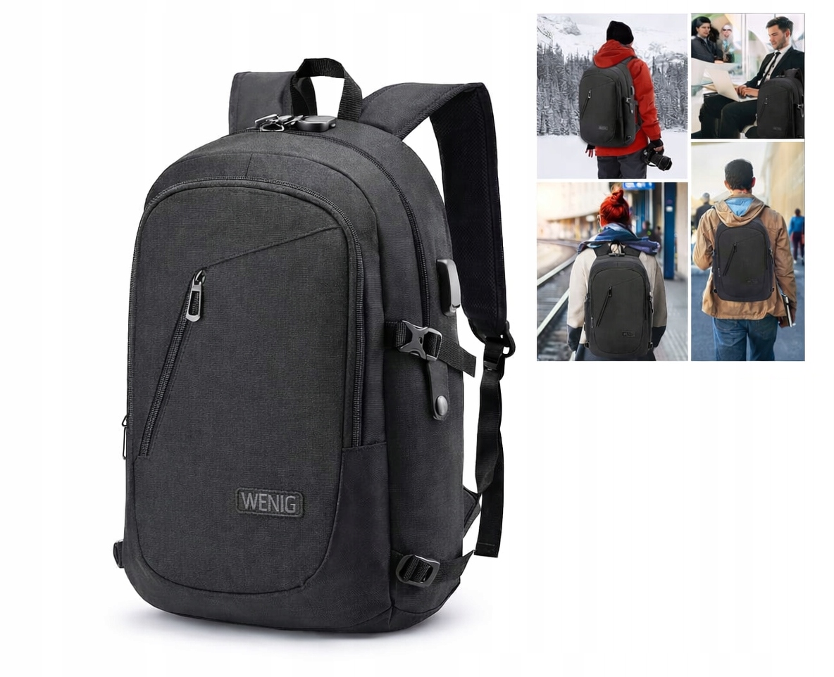 Školní Batoh Business na notebook 15,6" proti krádeži, pevný Usb port