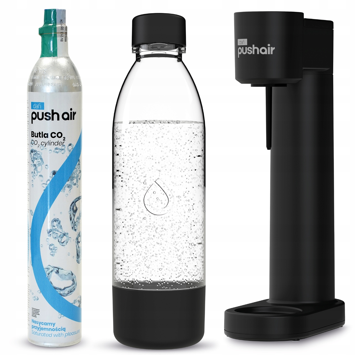 PushAir Saturator Do Wody Dafi Syfon Czarny Nabój CO2 Butelka 0,7