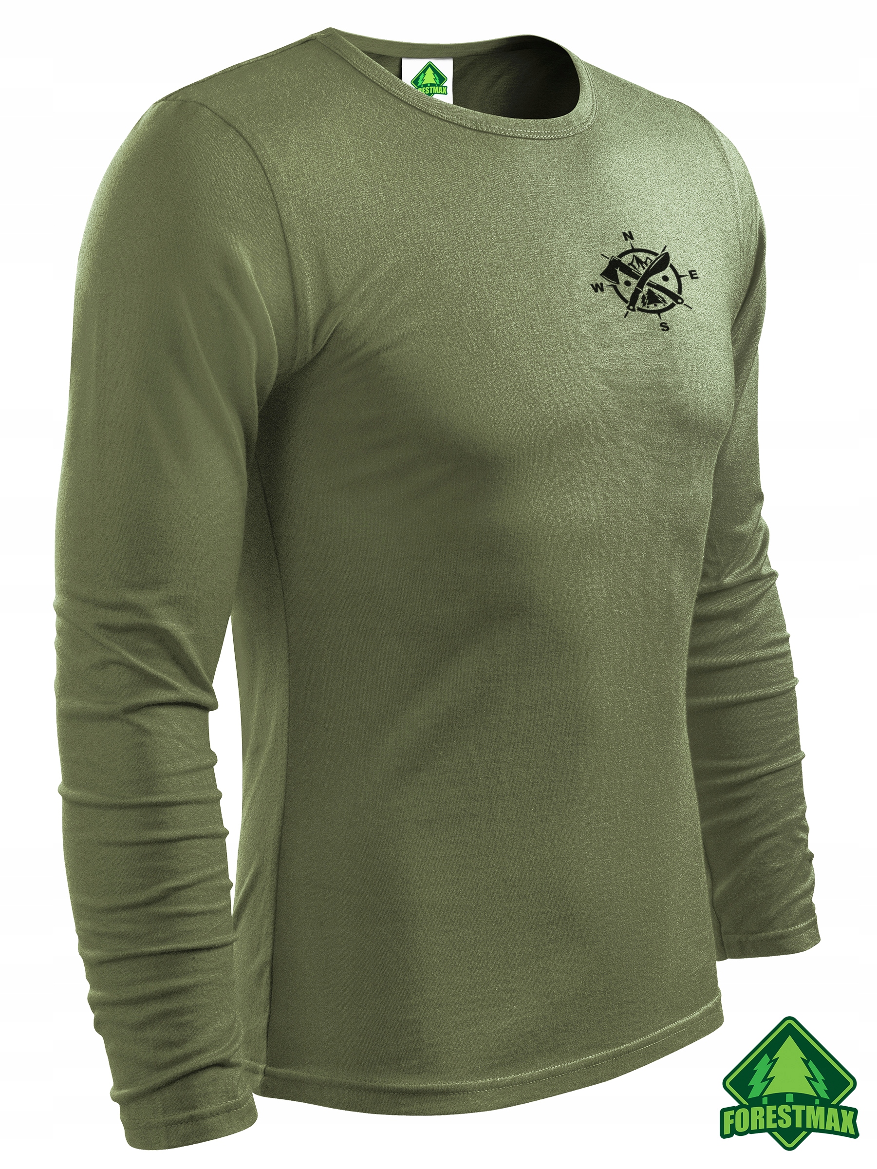 Longsleeve khaki nadruk OUTDOOR – 100% bawełna Marka inna