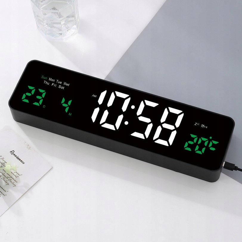 DUŻY ZEGAR ŚCIENNY NOWOCZESNY BUDZIK CYFROWY LED TEMPERATURA ELEKTRONICZNY Typ ścienny