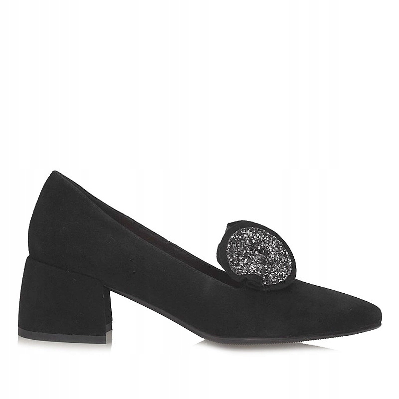 Dámské kožené polobotky na podpatku S.Barski MR52-181 Blk Silver