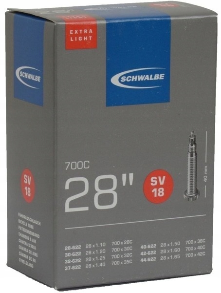 

Schwalbe SV18 Dętka 28 ExtraLight 105g presta 40mm