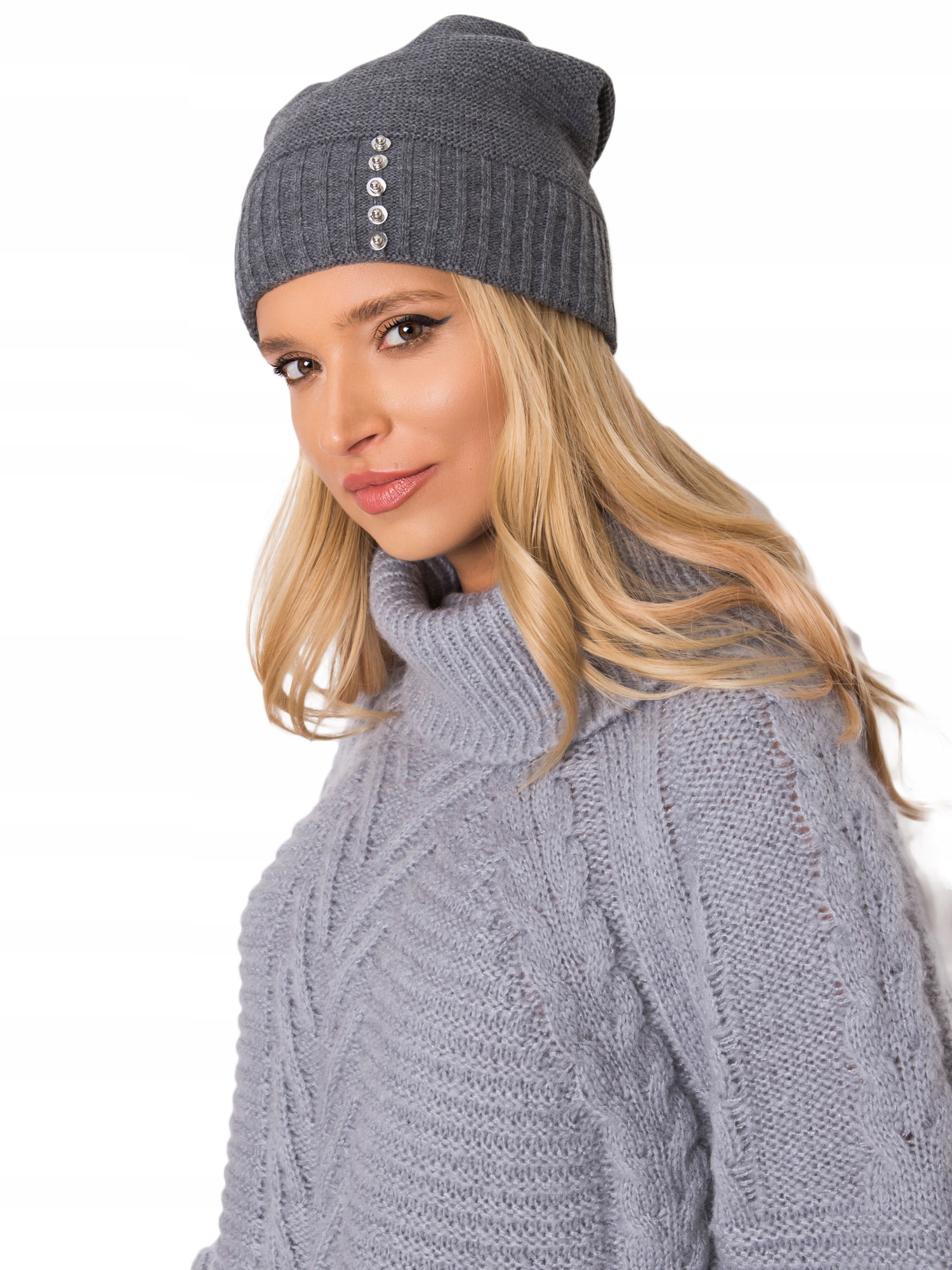 

Ciepła czapka damska Zimowa beanie Wełna