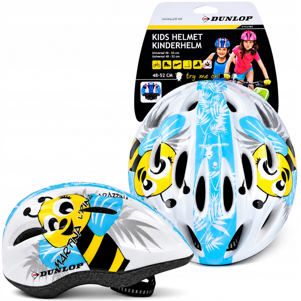 Kask Rowerowy Dziecięcy Regulowany Dunlop Pszczółka Rozmiar 48-52 CM