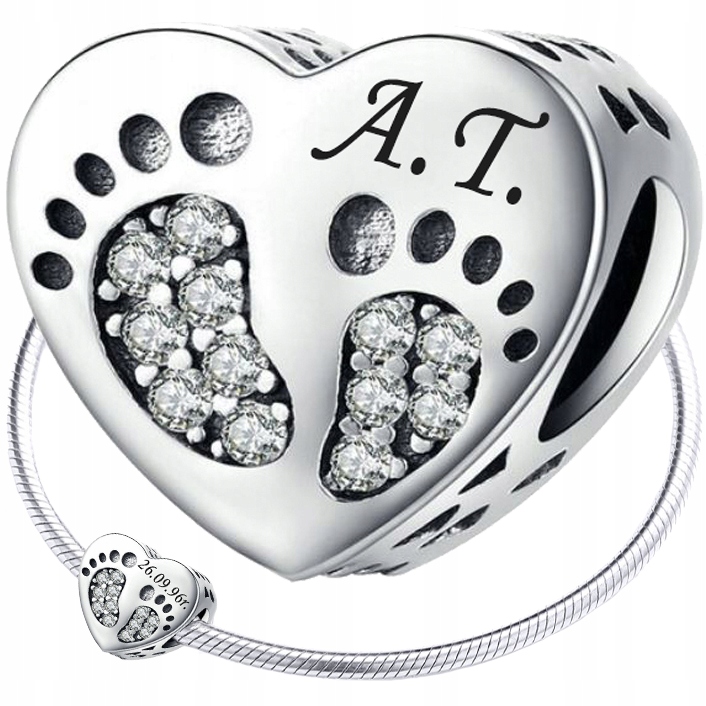 

Charms srebro 925 Stópki Dziecięce koralik+ Grawer