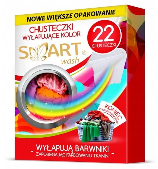 

Smart Wash Chusteczki Wyłapujące Kolor 22 Sztuki