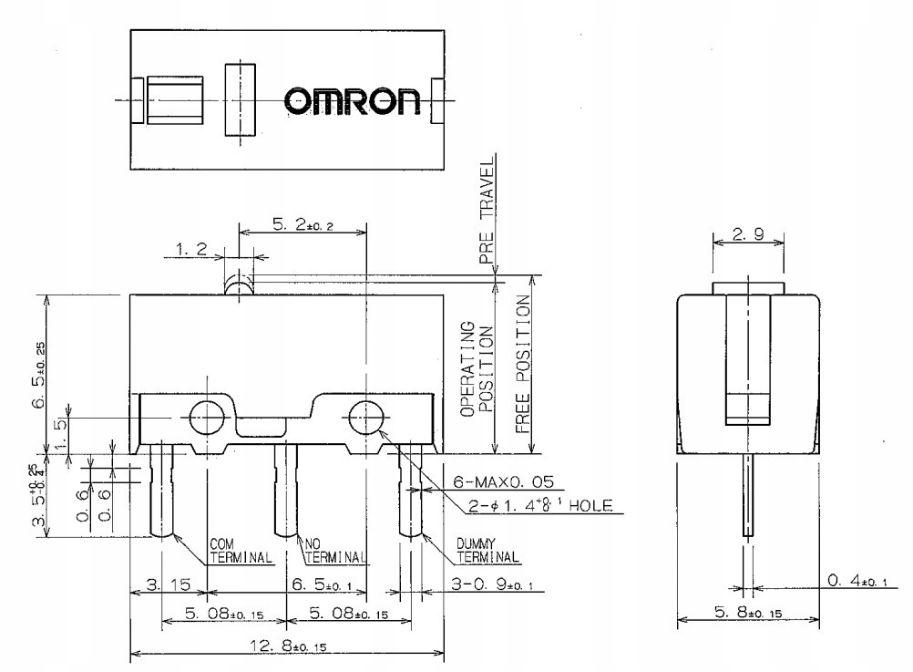 WŁĄCZNIK KRAŃCOWY MINIATURKA D2FC-F-7N DO MYSZEK Typ przełącznika krańcowy