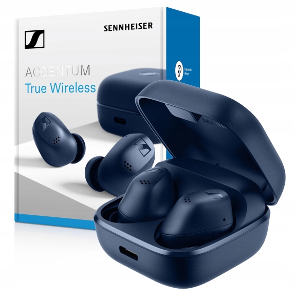 Sennheiser Accentum True Wireless Modrá Sluchátka s Hybridním Anc, aptX, Výdrž 28h, 107dB Pouzdro Qi