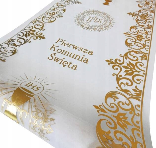 ZESTAW KOMUNIJNY BIEŻNIK + SERWETKI ZŁOTO KOMUNIA IHS DEKORACJA STOŁU Typ bieżnik