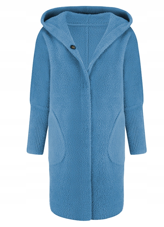 CIEPŁA ALPAKA PŁASZCZ NARZUTKA WEŁNA KOLORY JEANS Płeć kobieta