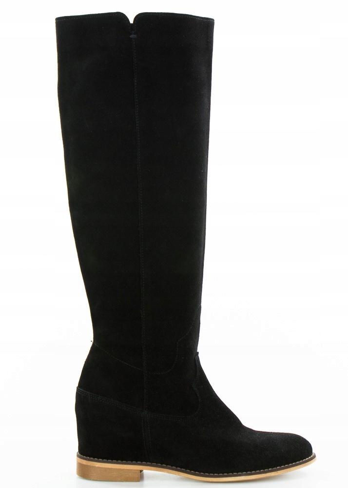 Velurové Kozačky Na Skrytém Klínku Ke Kolenům 37