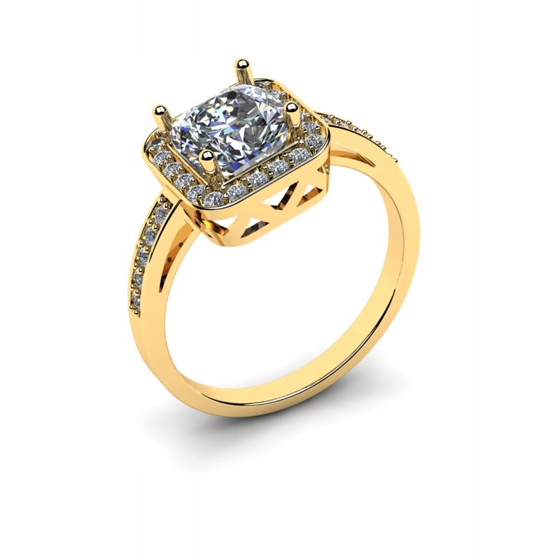 

Pierścionek Złoty Z Białym Topazem I Brylantami