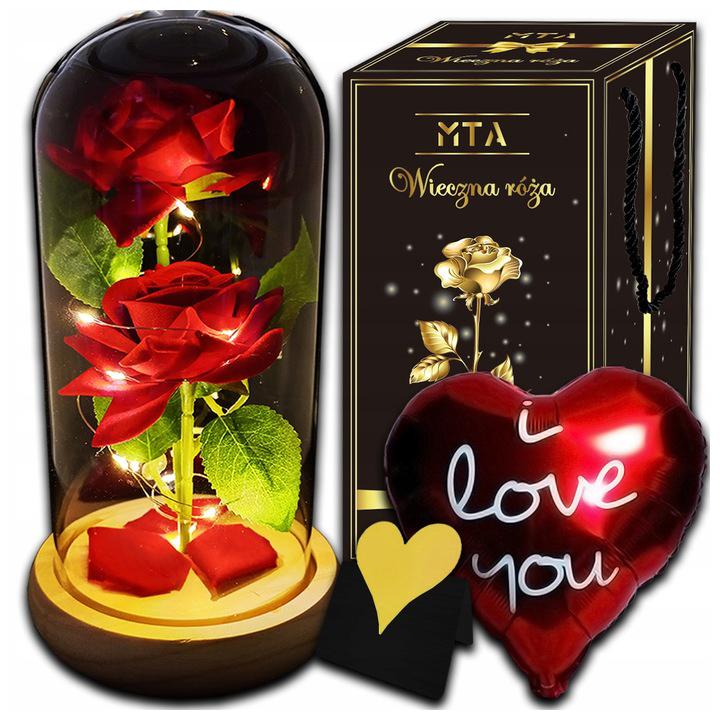 Led Věčná Růže Ve Skle, Ideální Dárek Pro Ženu Bonus, Pro Ni