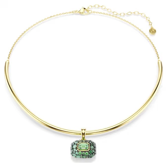 Naszyjnik choker Swarovski Sublima Zielona cyrkonia sześcienna Stal złocona