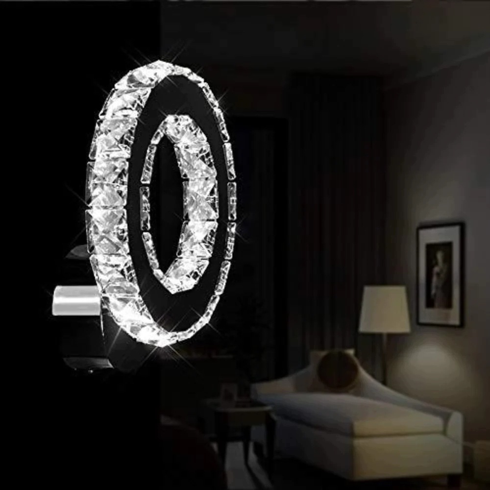 Led Nástěnné Svítidlo Křišťálové Chromované Moderní Do Obývacího Pokoje 6500K 16W