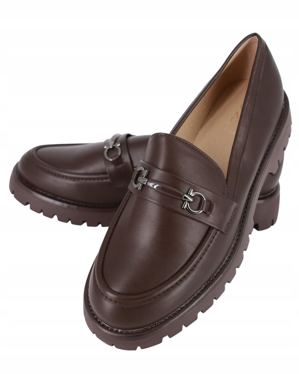 Hnědé Eko Kožené Mokasíny Velké Velikosti Dámské Boty Loafersy 42