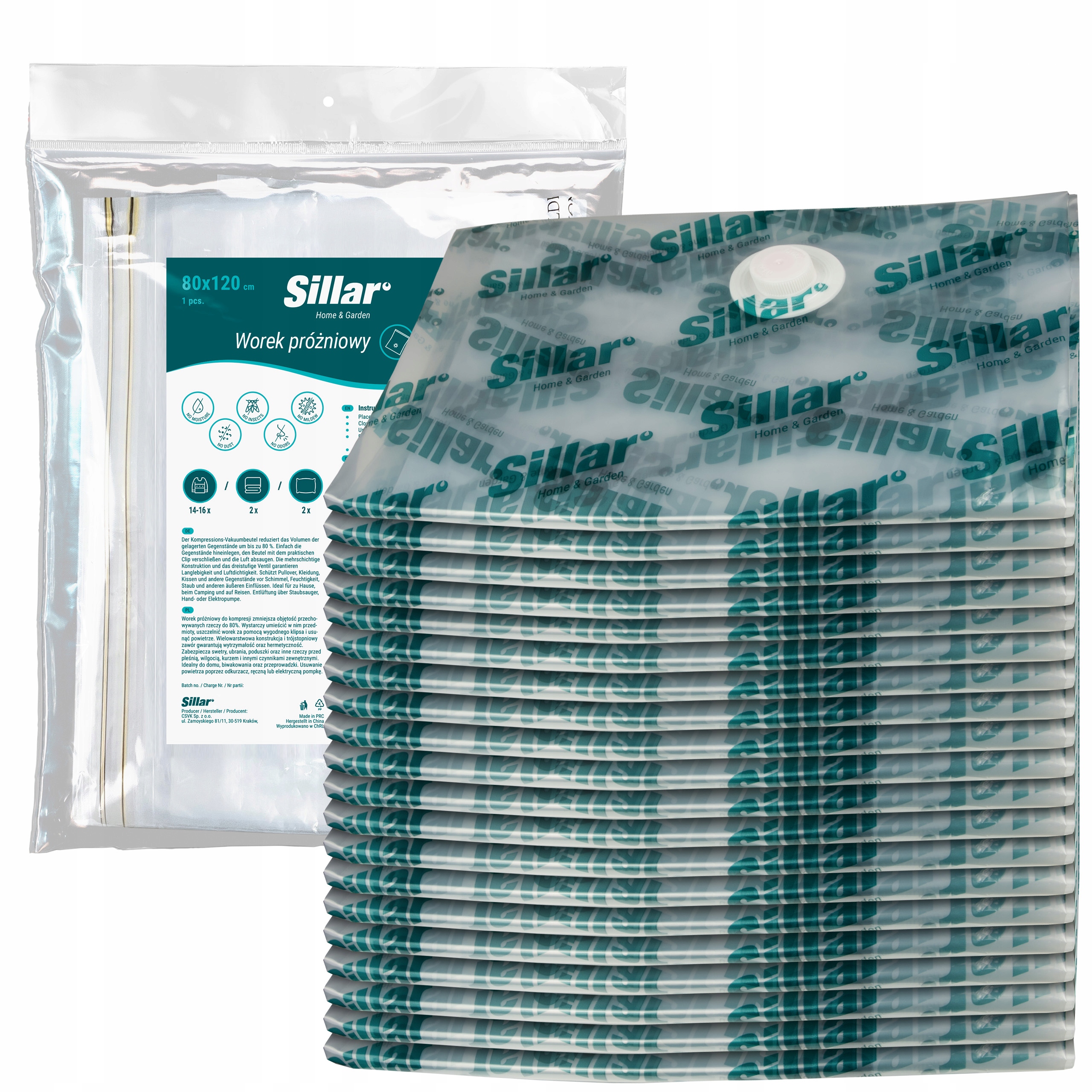 Levně Sillar Sada malých vakuových sáčků na oblečení, Povlečení 80 x 120 cm 20 ks