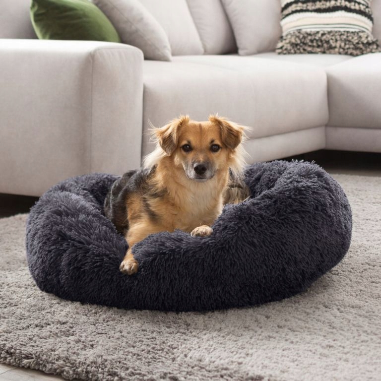 Levně Petstuff pelíšek pro psa, kulaté, tmavě šedé, 60 cm