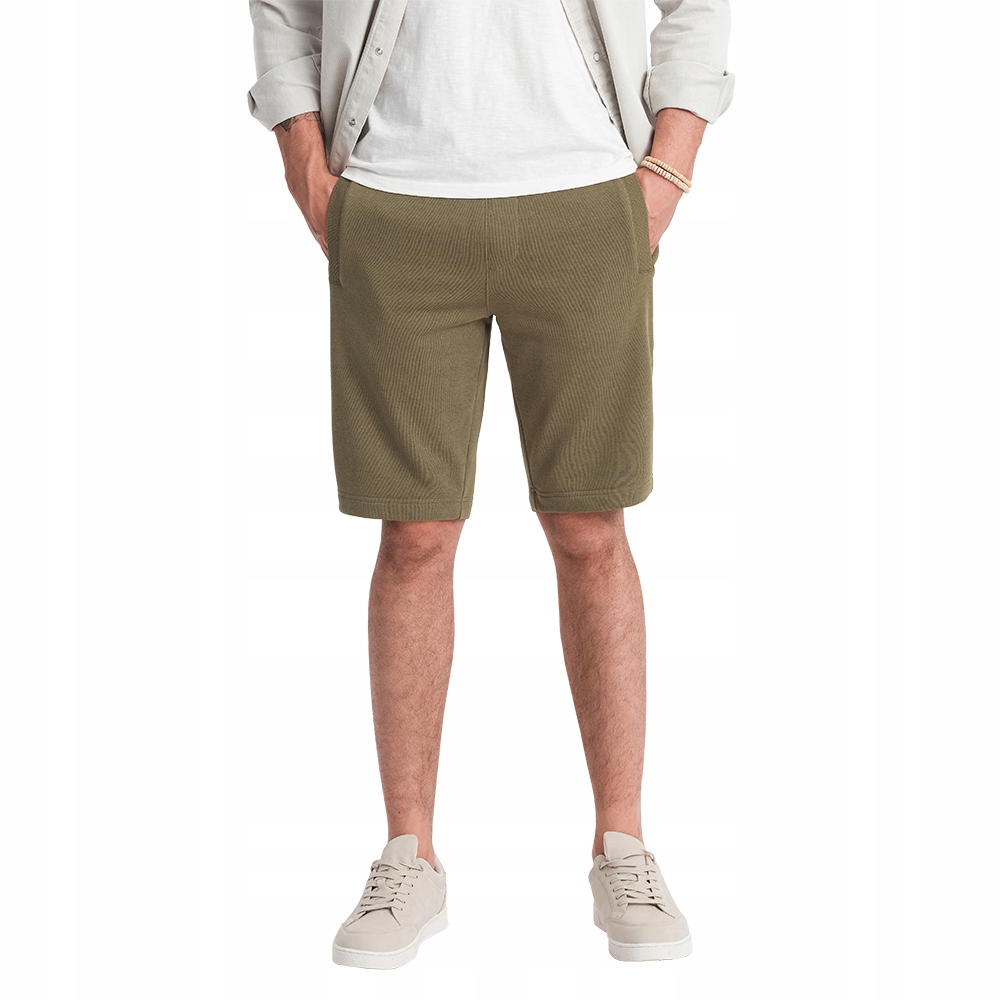 Pánské teplákové šortky 100% bavlna Basic olivové Ombre OM-SRBS-0149 V2 L