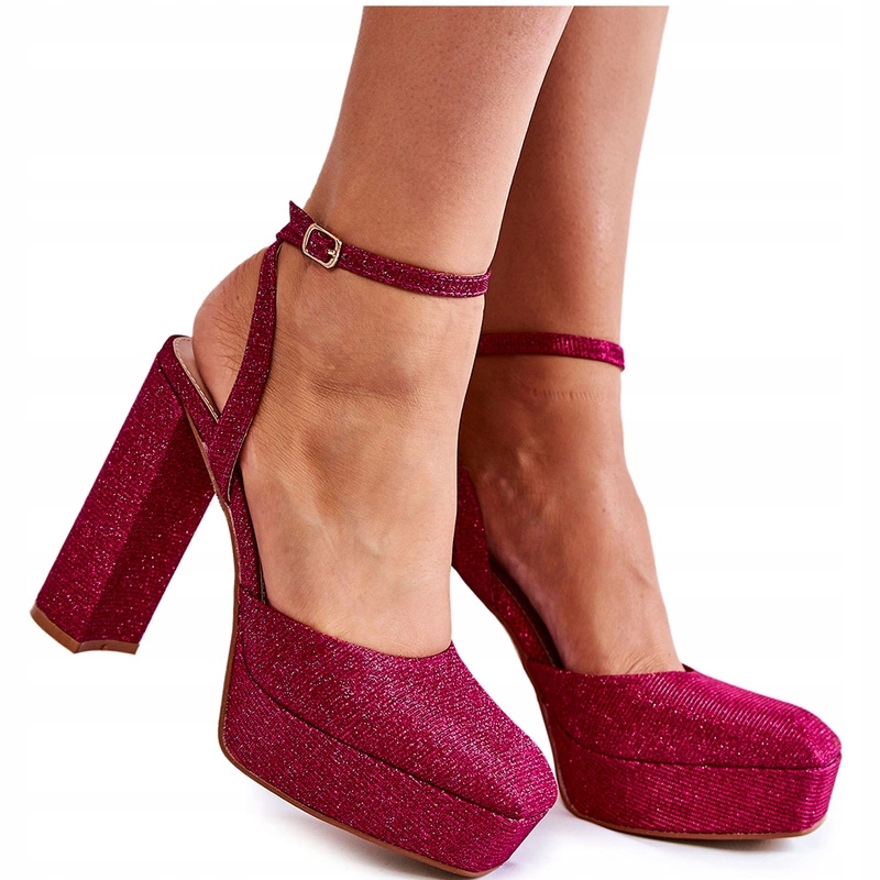 Dámské Brokátové Sandály S Tmavě Růžovým Sloupkem 41