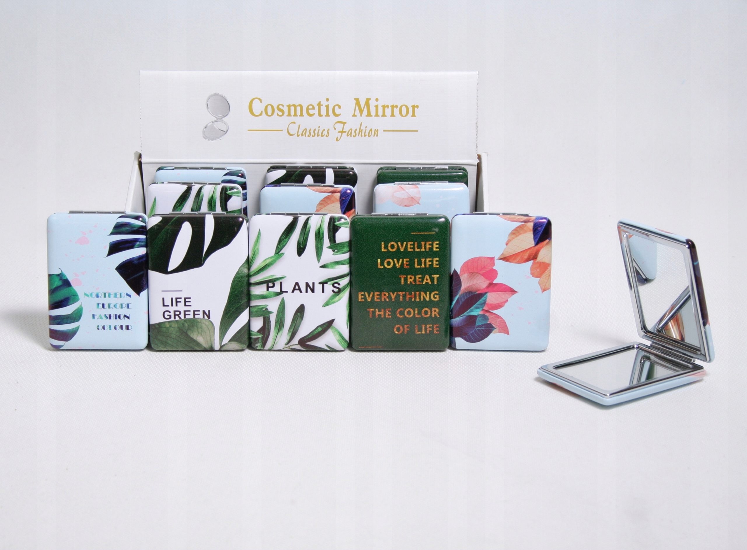 LUSTERKO SKŁADANE KIESZONKOWE NATURA EKO FLORAL LIŚCIE WZORY