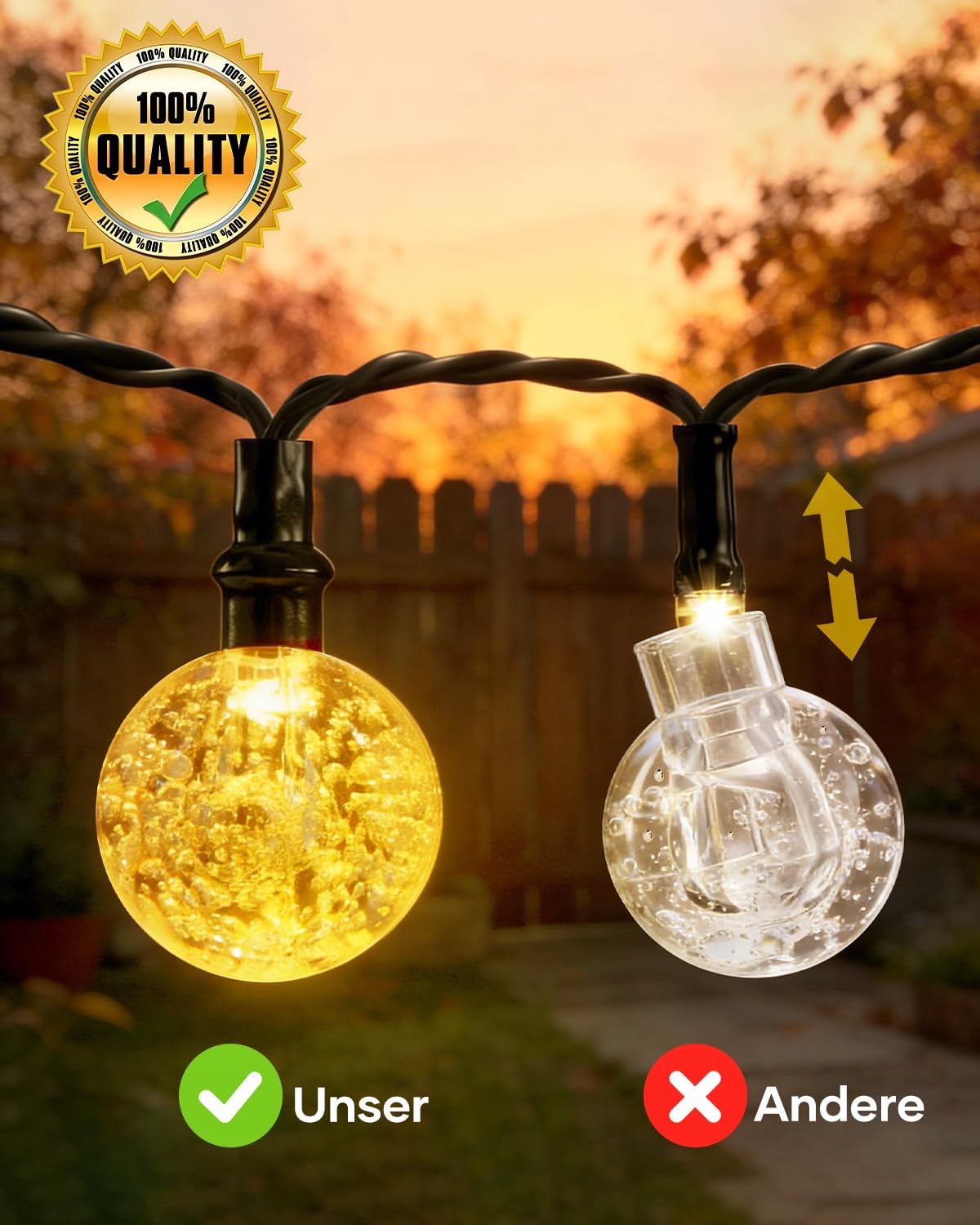 SURIGHT Solarna Girlanda Zewnętrzna 8M 30 LED 8 Trybów IP65 Wodoodporna — miniatura 6