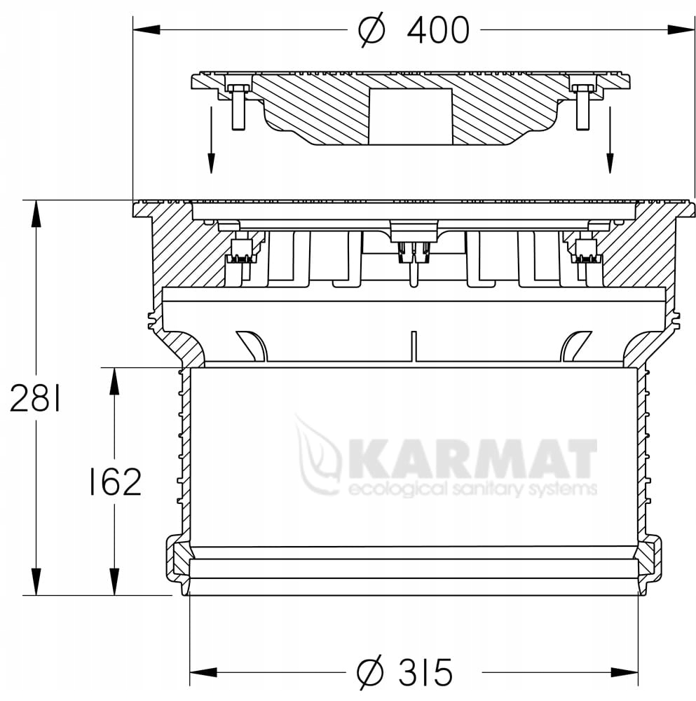 Pokrywa z kielichem i wizjerem deszczowym ⌀ 315 Marka Karmat