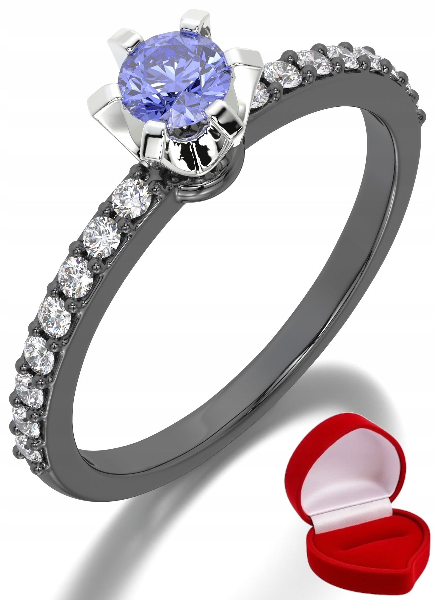 Zlatý Prstýnek 585 14k Tanzanit 0,19 ct Černé Zlato R28