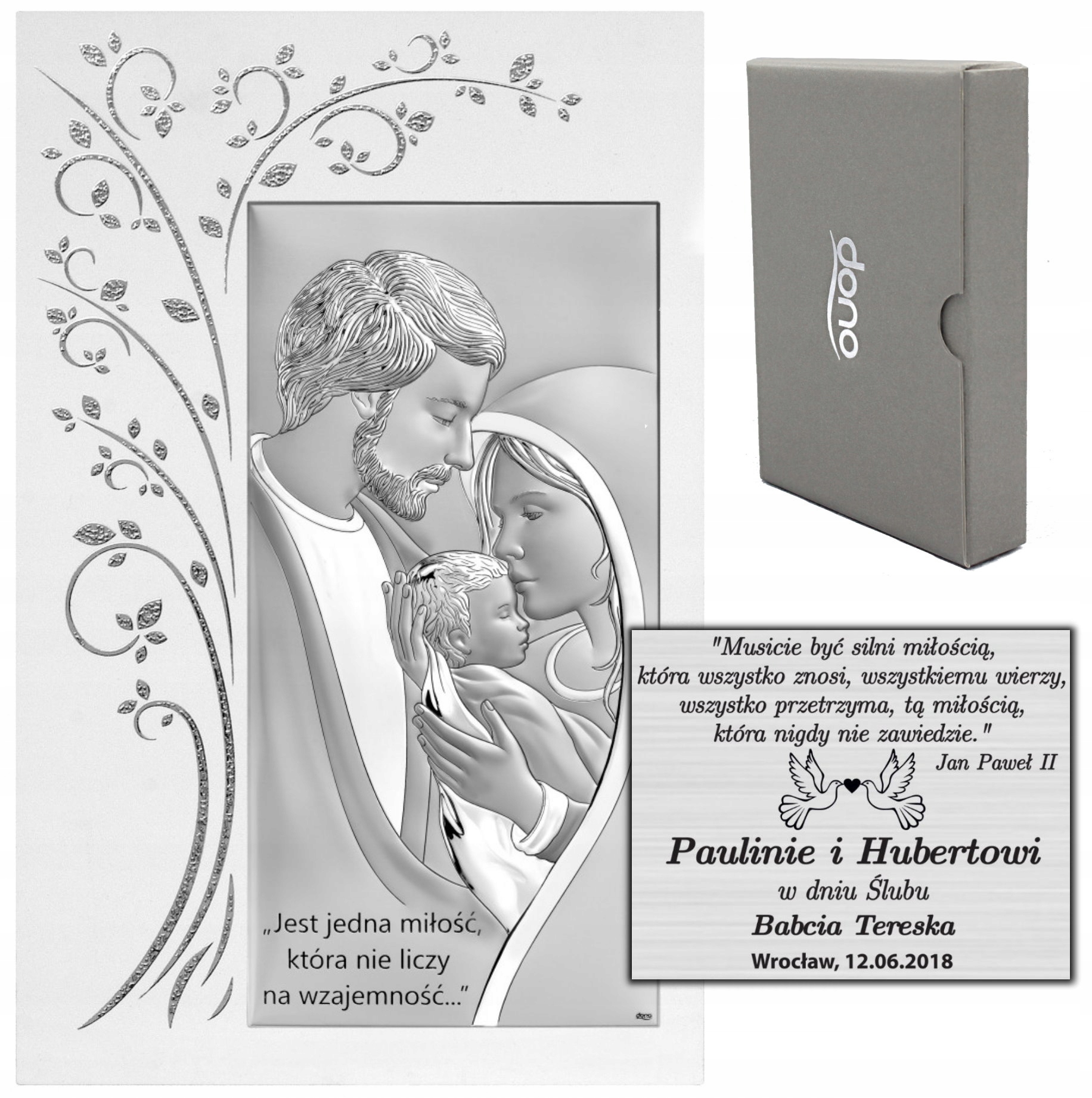 Stříbrný Obraz Svatá Rodina Suvenýr Svatba Křest