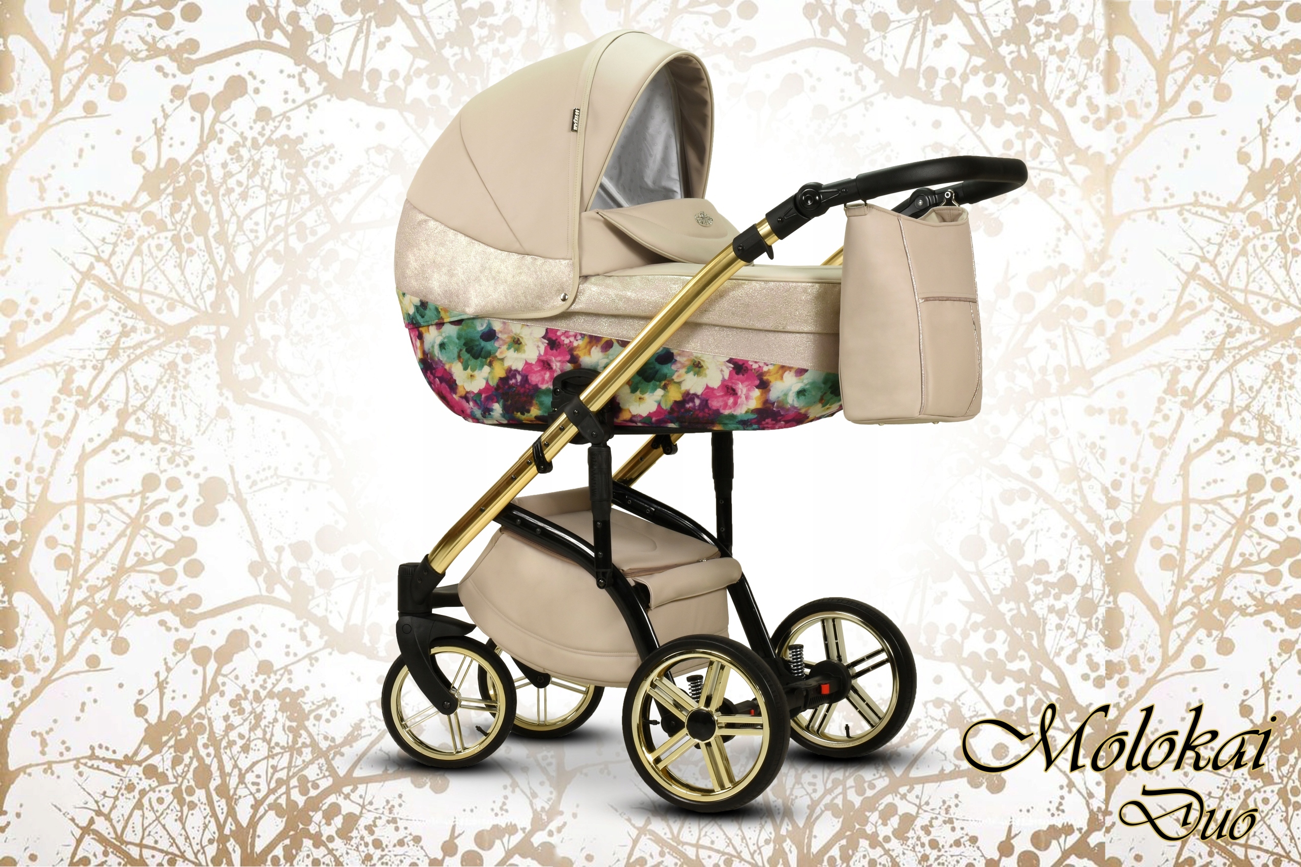 Stylowy wózek dziecięcy Molokai Duo Wiejar 3w1 ZŁOTY STELAŻ HIT ! Kod producenta 789456