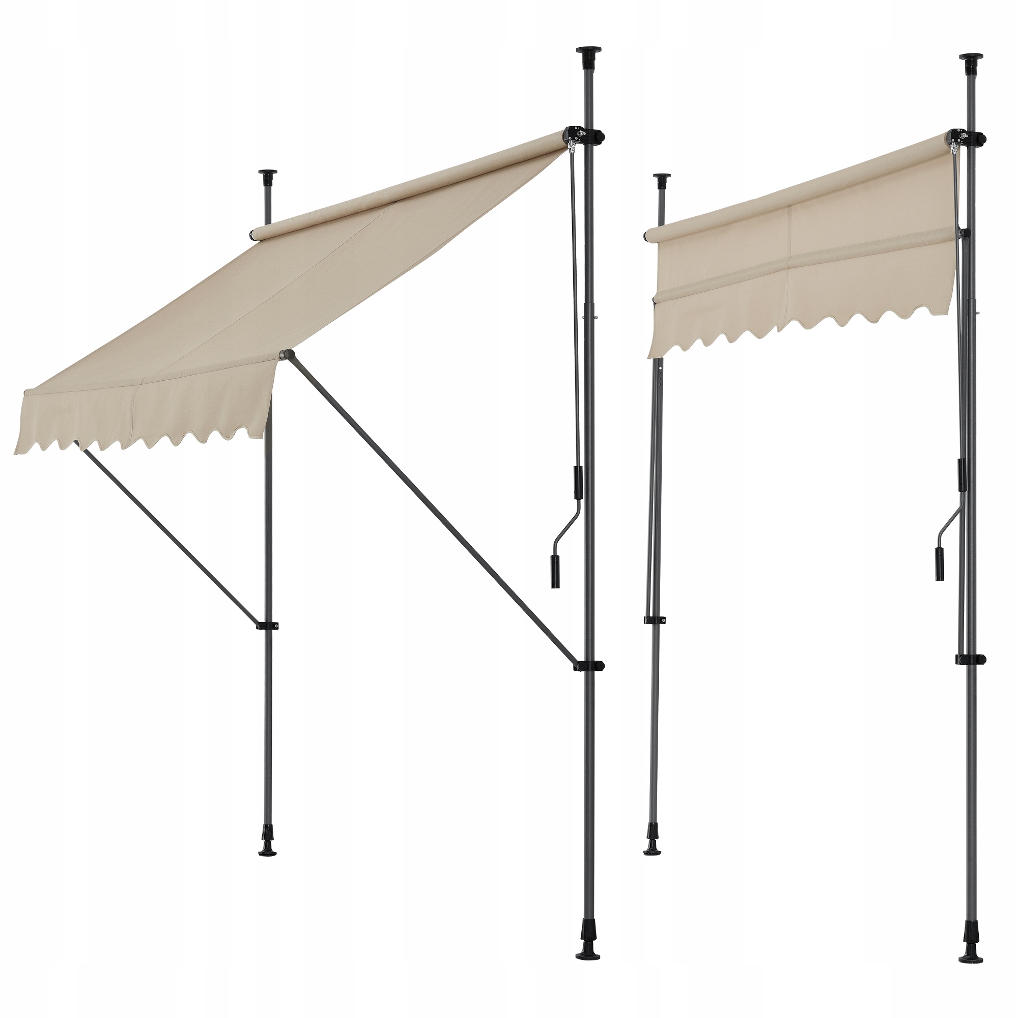 Balkonová markýza Terasová 250x120x200-300 cm bez vrtání, pískové barvy