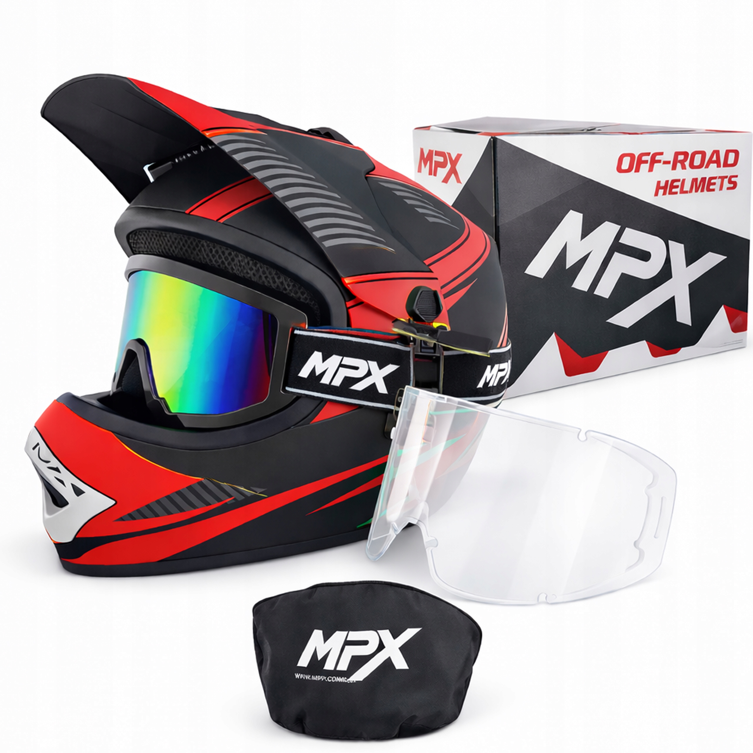 Kask Cross dziecięcy+Gogle Enduro Quad Atv Bmx Cross Hulajnoga M 55-56 cm