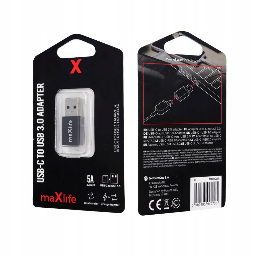 Maxlife adapter USB-C do USB 3.0 Producent TelForceOne