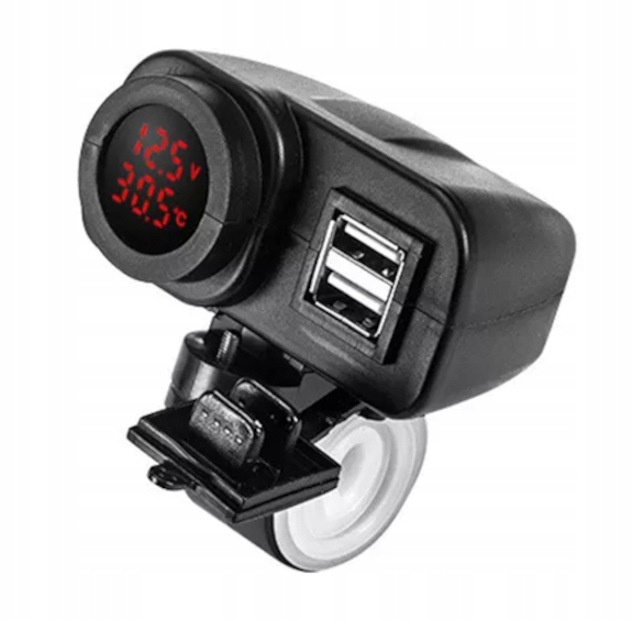 

Ładowarka Motocyklowa 2xUSB Woltomierz Termometr