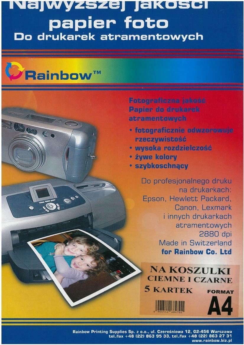 papier do nadruku białe lub czarne koszulki op5szt Kod producenta UYTRE