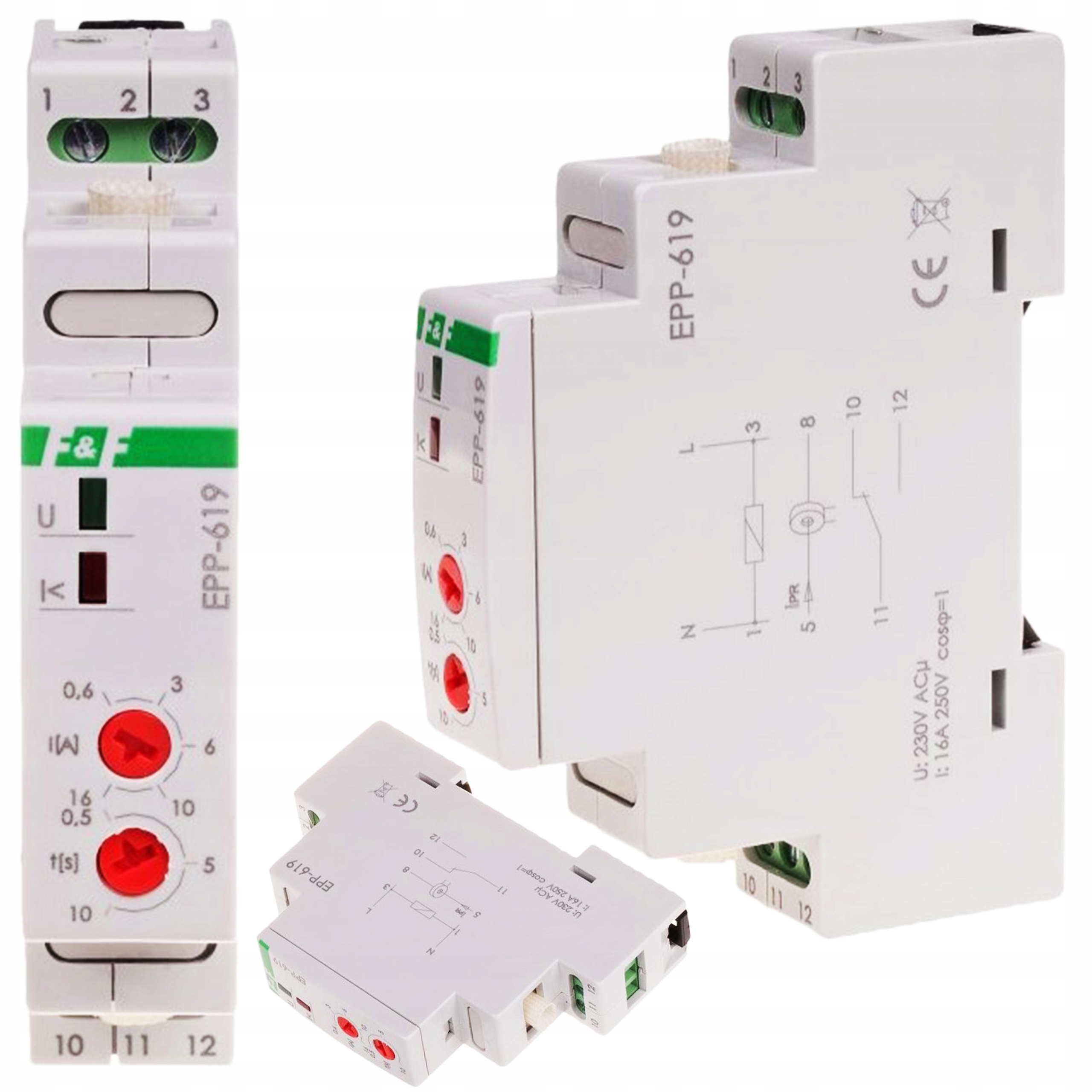 Jednofunkční Proudové relé pro kontrolu proudu 1-fázové 0,6-16A Ac 1P F&f