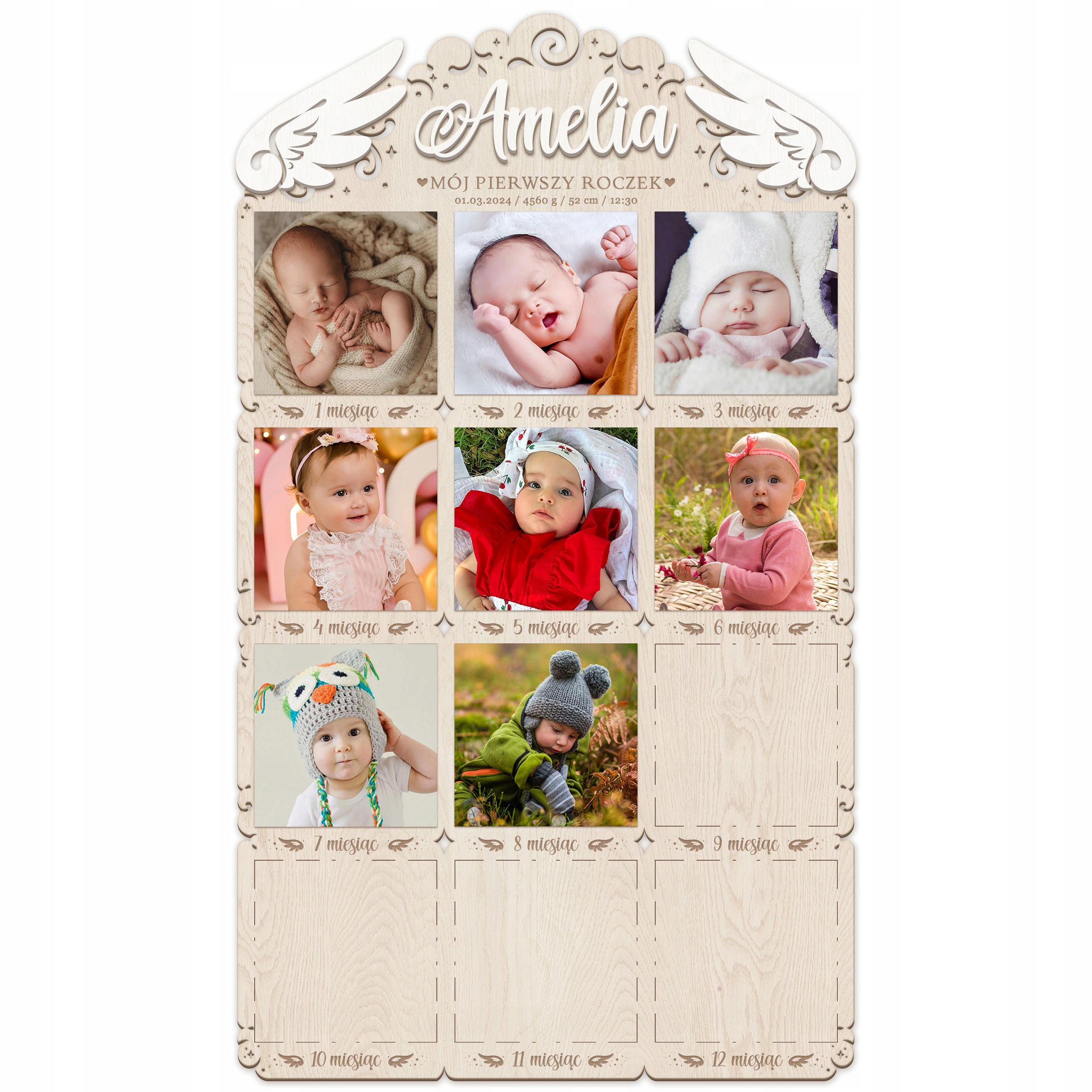 Tabule Rámeček na 12 fotografií První rok se jménem Andělská křídla