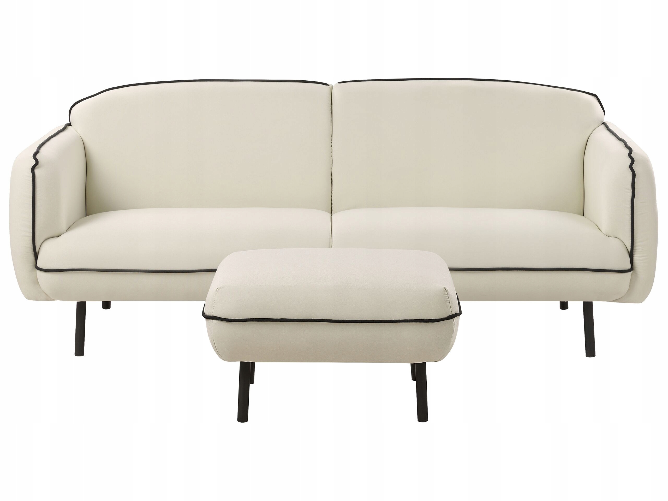 Sofa trzyosobowa z otomaną tapicerowana jasnobeżowa