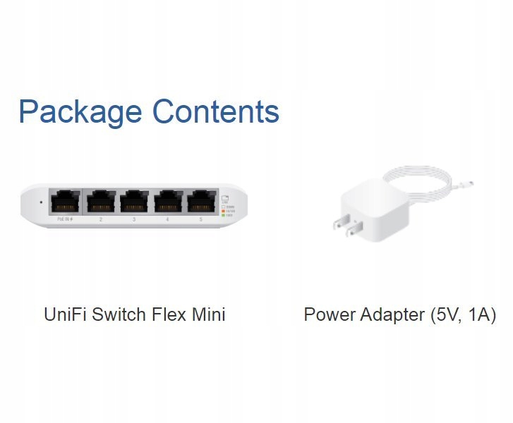 UBIQUITI UniFi Switch Flex Mini, 5 port, (4) GbE, (1) GbE PoE input port for power — 10