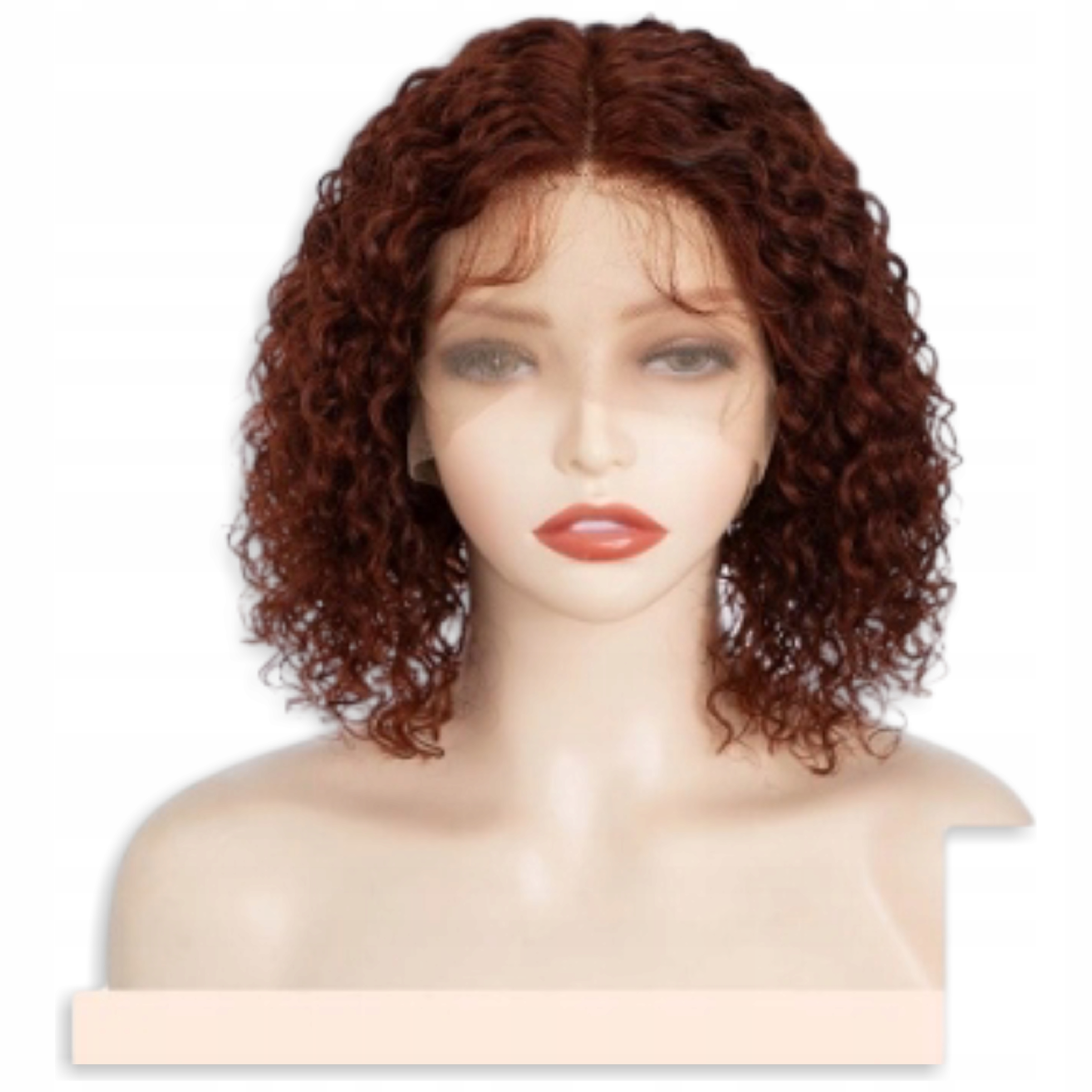 Paruka Fashion Idol Krátké kudrnaté Bob z lidských vlasů Burgund 30 cm