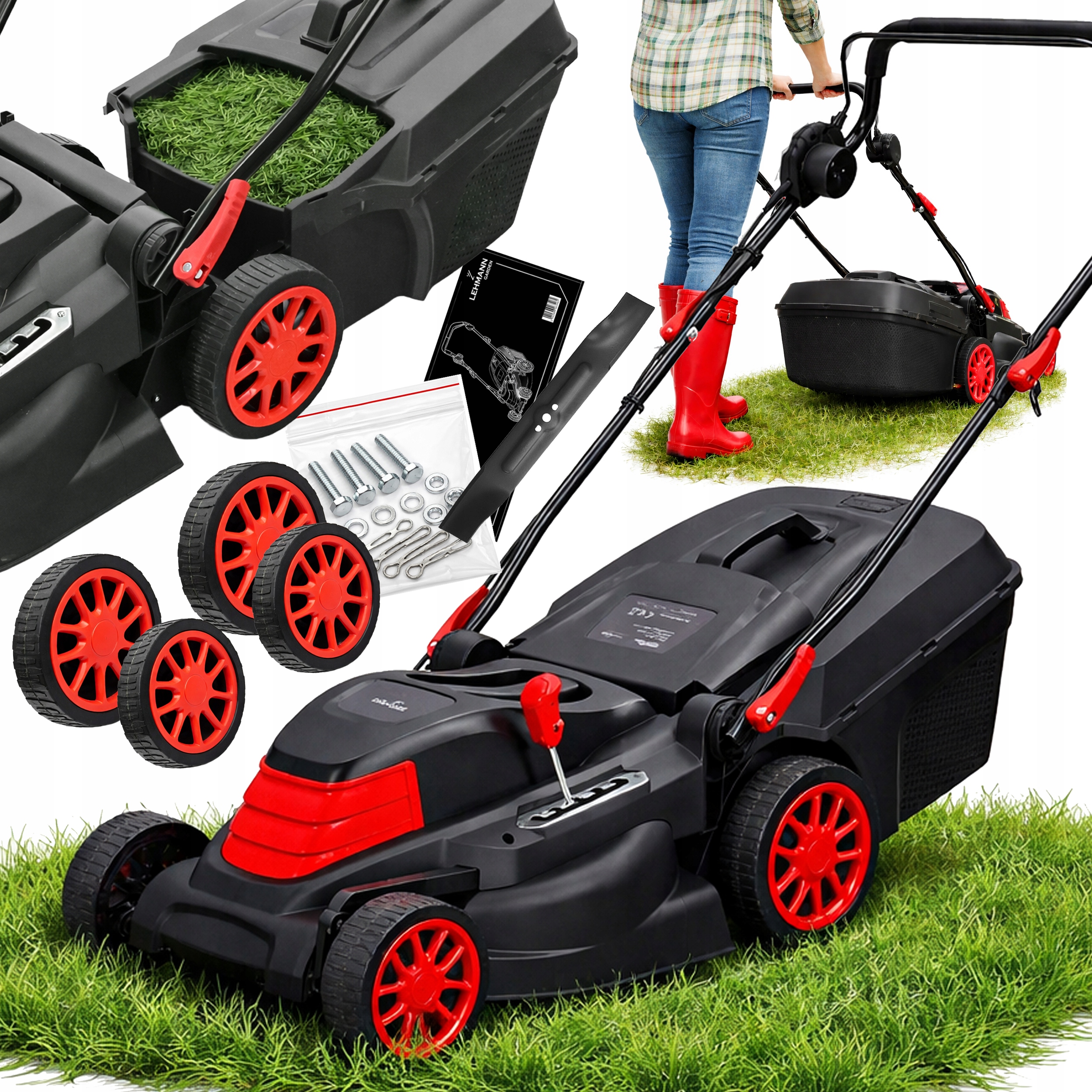 Elektrická Sekačka Na Trávy 2600 W Velká, Výkonná, S Regulací, Velký Koš 4000 ML