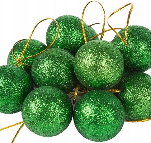 

Bombki,Zawieszki Brokatowe 40 mm 12 szt. Zielone
