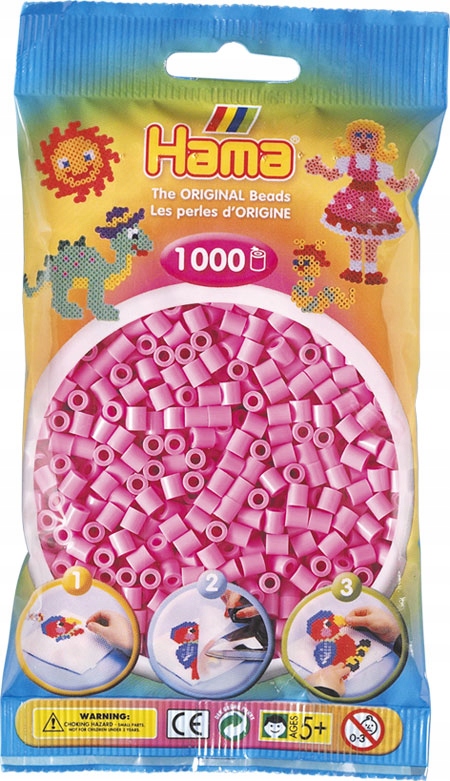 

Koraliki 1000 szt. róż pastelowy Hama MIDI 207-48