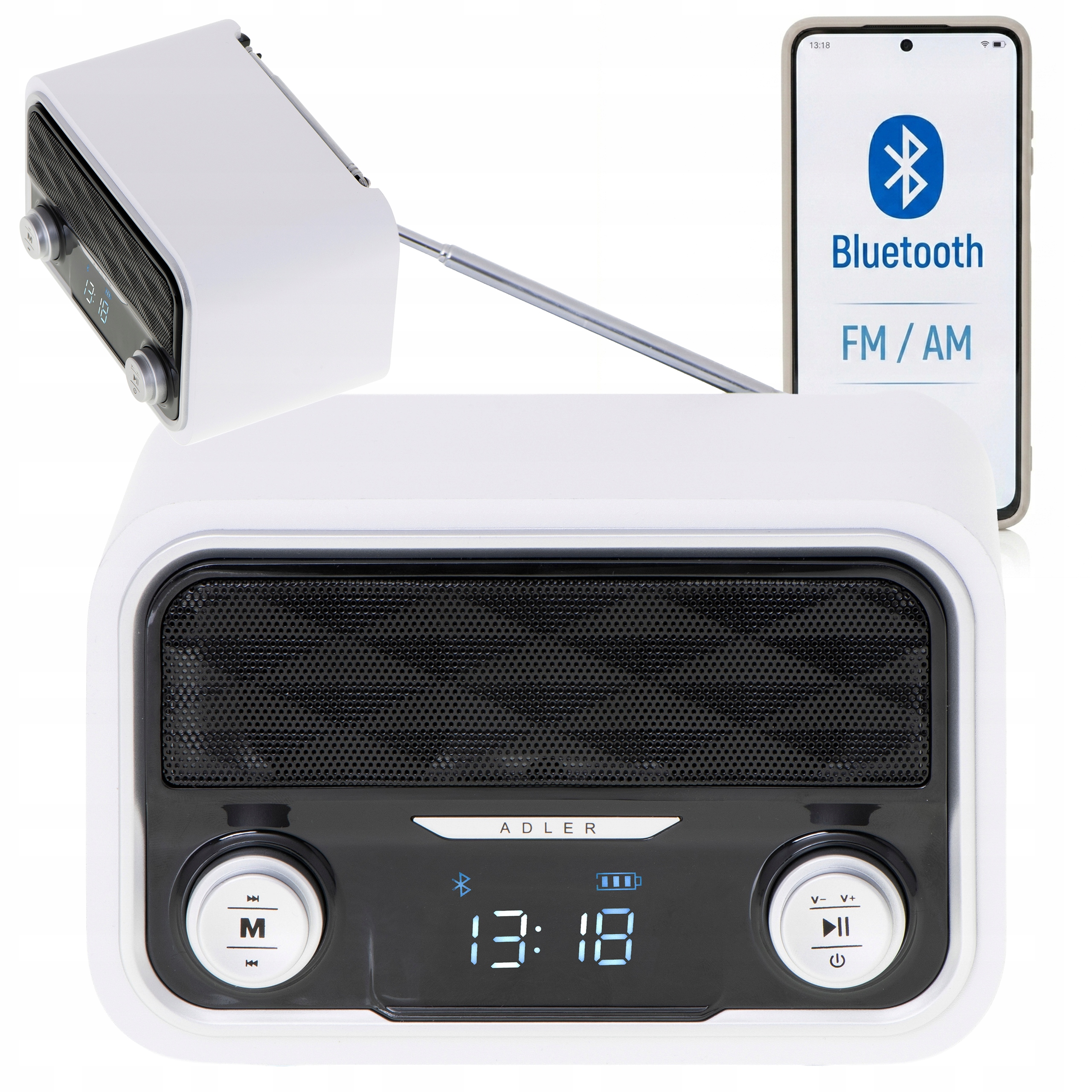 Kuchyňské Rádio Digitální Retro Fm s MP3 Reproduktorem Bluetooth Síť Akumulátor Usb