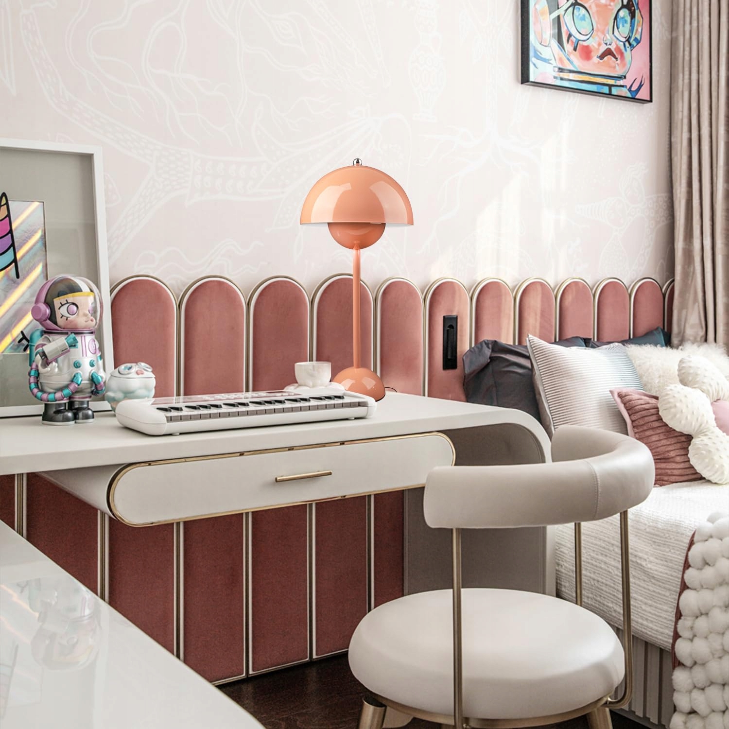 Lampka Nocna LED Stołowa Różowa Grzybek USB Akumulator Ściemniacz Prezent Kod producenta LAMPKA NA BIURKO