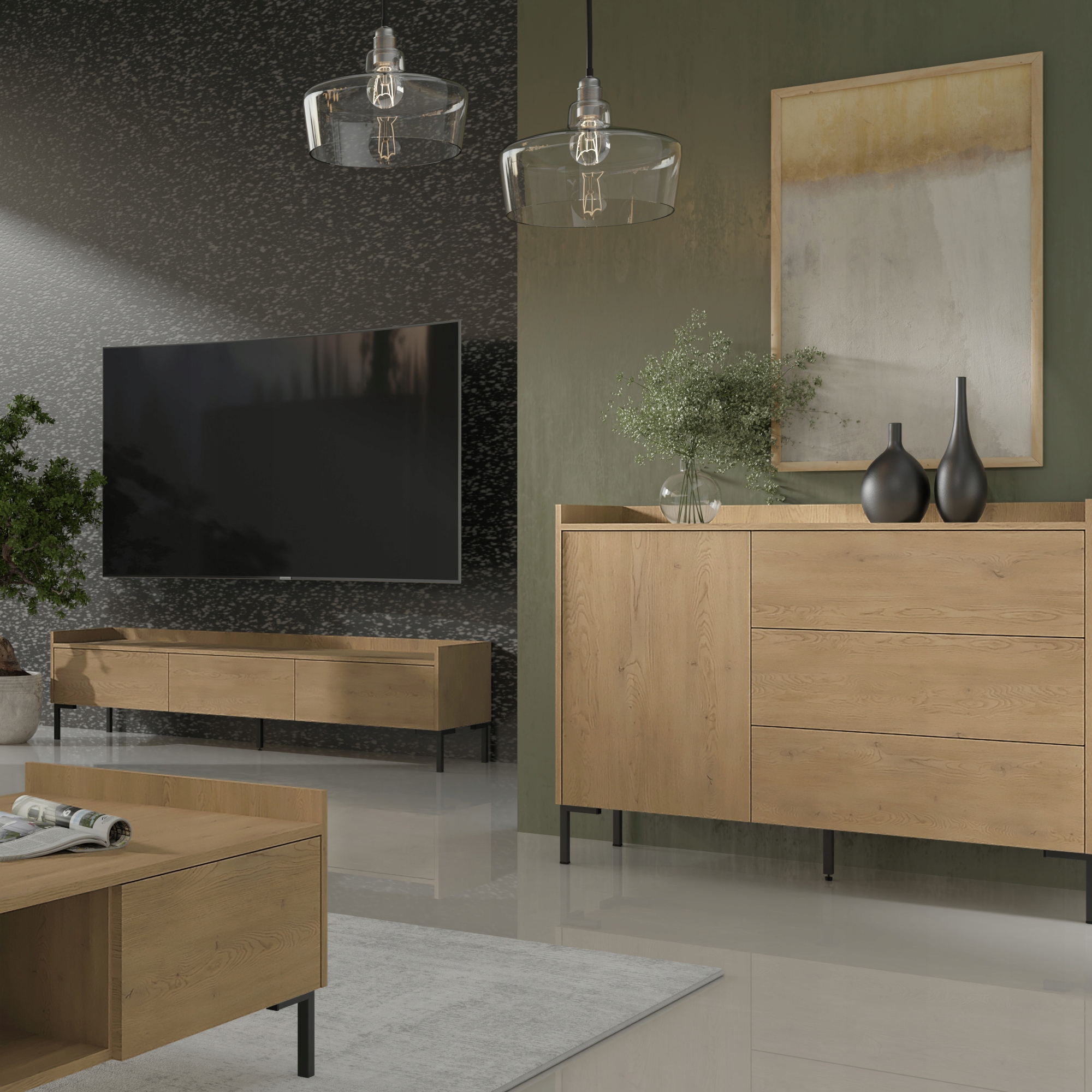 Szafka RTV stojąca Liam 180 Dąb Cremona