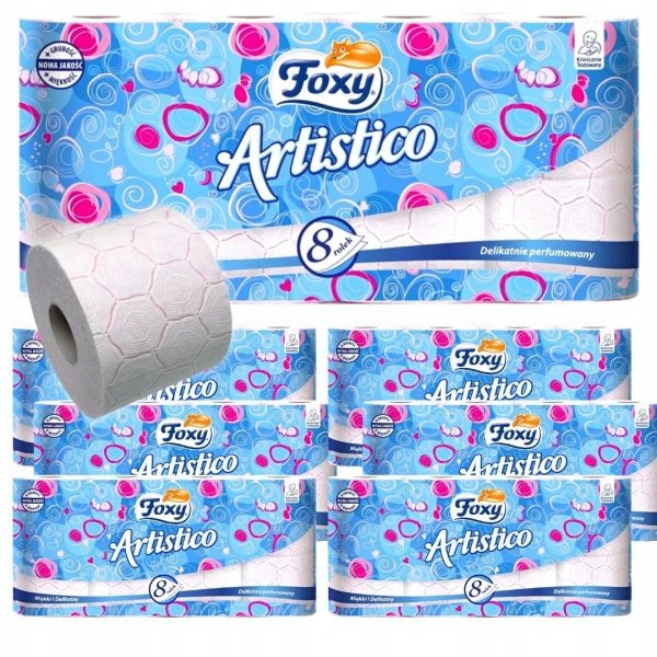 

Papier toaletowy Foxy Artistico róż 8 rolek Pakiet