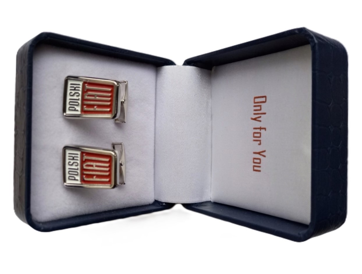 Manžetové knoflíčky emblém Polský Fiat 125p 126p Pouzdro Classic Oldtimer